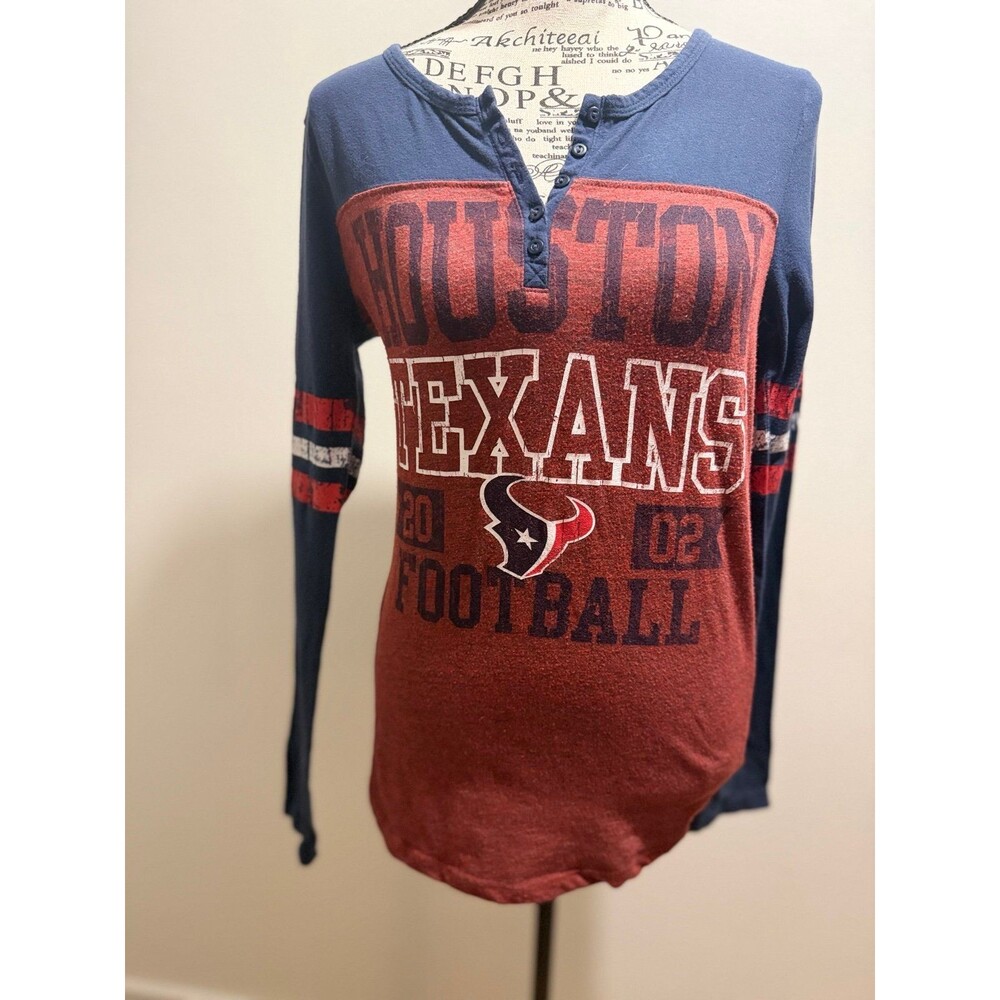 NFL Team Apparel Houston Texans Long Sleeve Henley Shirt Small